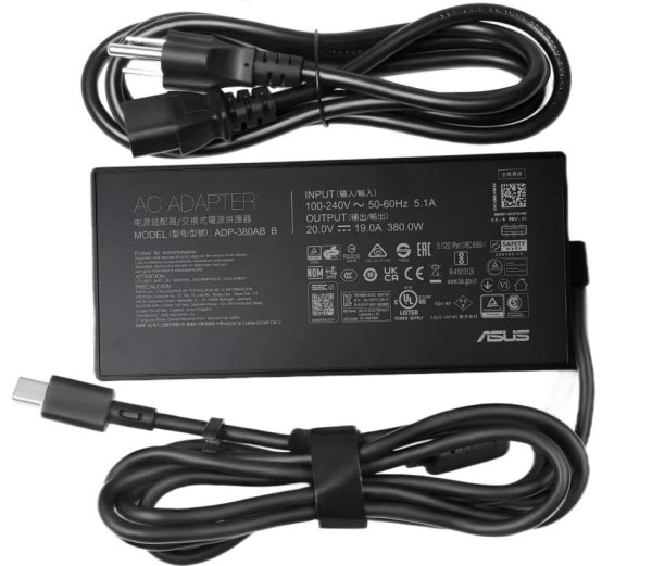 20V 19A 380W Original Asus ROG Strix SCAR 16 (2025) G635LW Rectangle Conn Charger AC Adapter + Cable