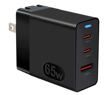 3 Port 65W USB-C Fast Wall Charger for Laptops, Tablets, Phones